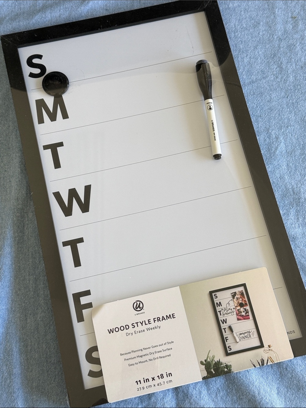Weekly Dry Erase Planner Board with magnet/magnetic dry erase marker/mounting